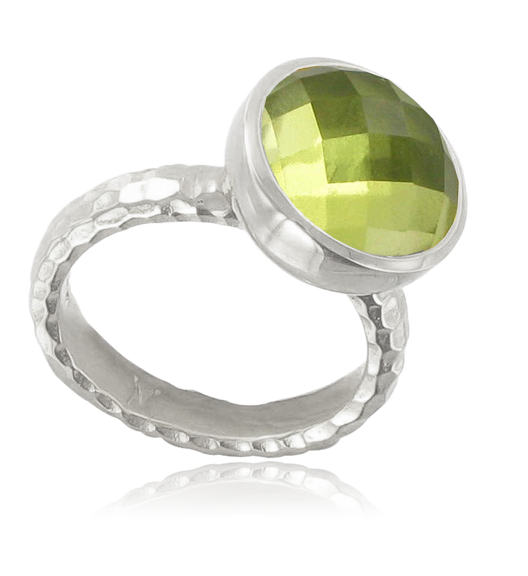 Sterling Silver Medina Facet Ring - Lemon Quartz - Monica Vinader