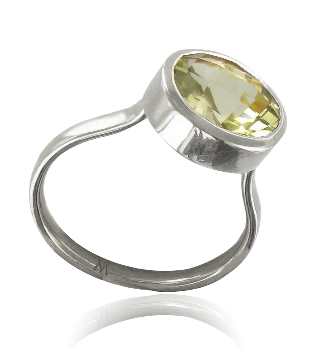 Sterling Silver Candy Oval Ring - Lemon Quartz - Monica Vinader