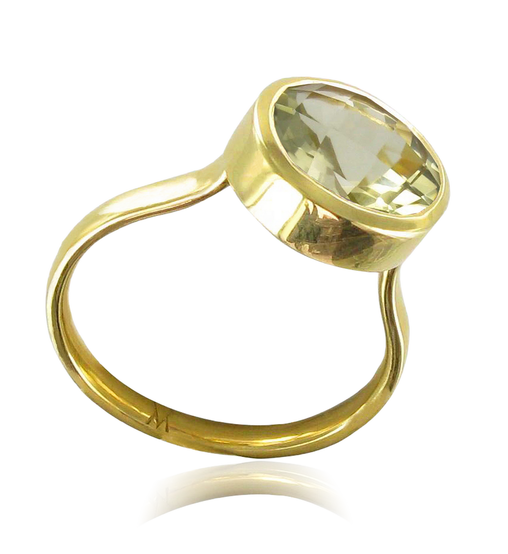 Gold Vermeil Candy Oval Ring - Lemon Quartz - Monica Vinader
