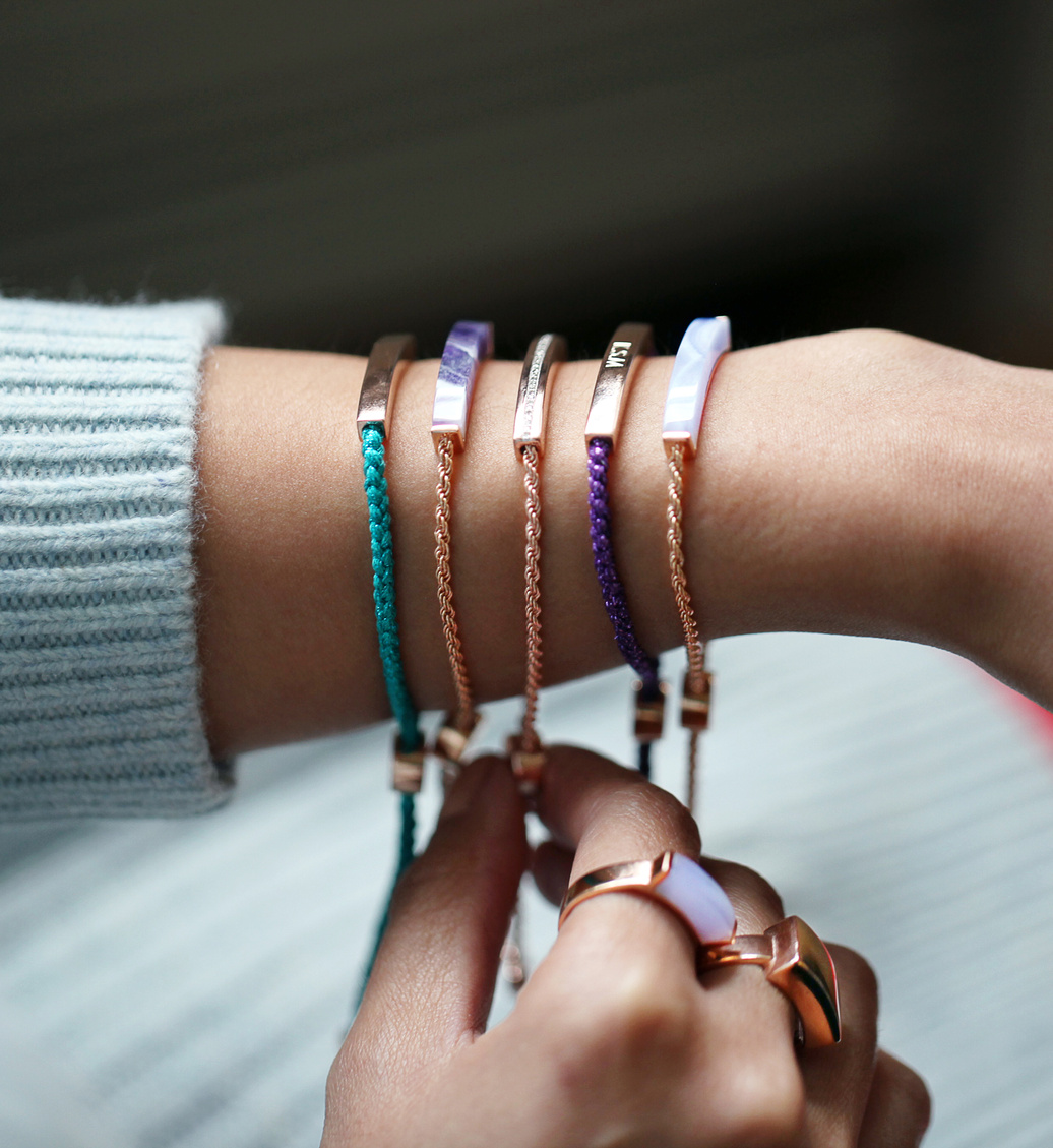 Linear Stone Bracelet in 18ct Rose Gold Vermeil On Sterling Silver