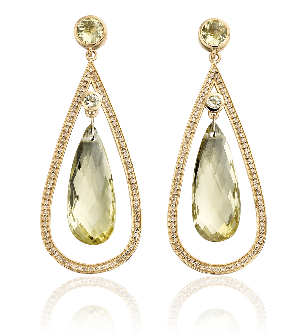 Pave Cocktail Earrings - Lemon Quartz - Monica Vinader