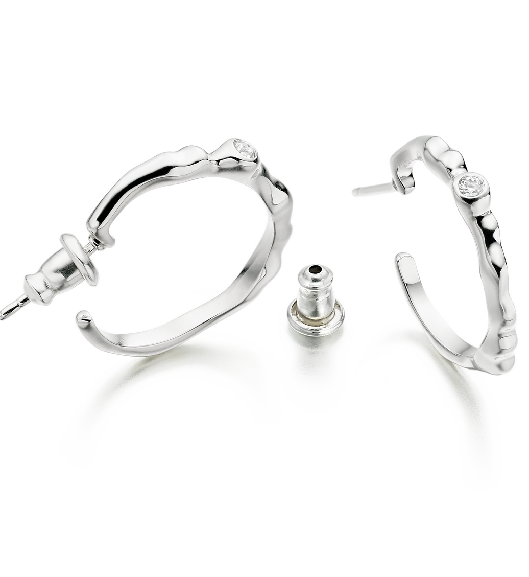 Sterling Silver Siren Hoop Earring - White Topaz - Monica Vinader