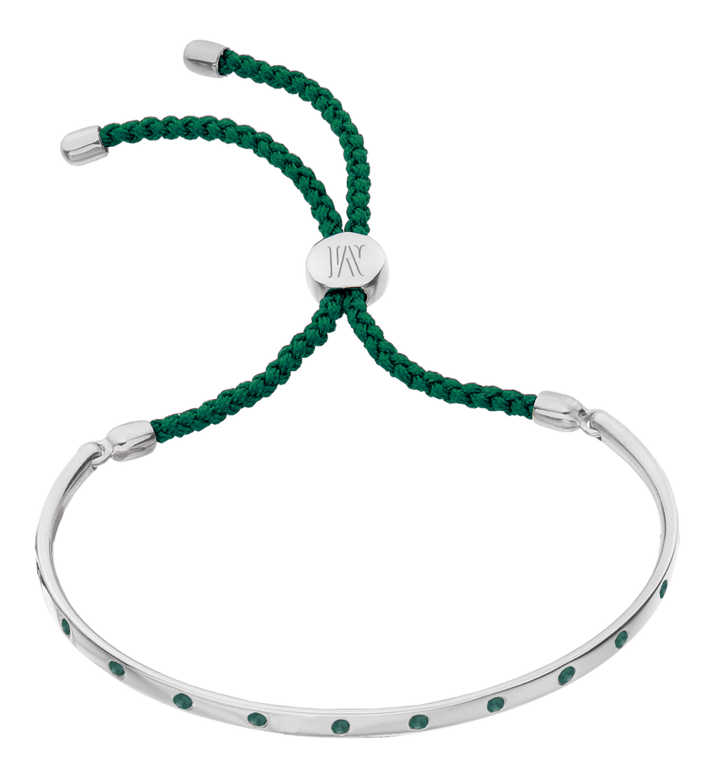 Sterling Silver Fiji Gem Bracelet - Racing Green - Protection - Monica Vinader