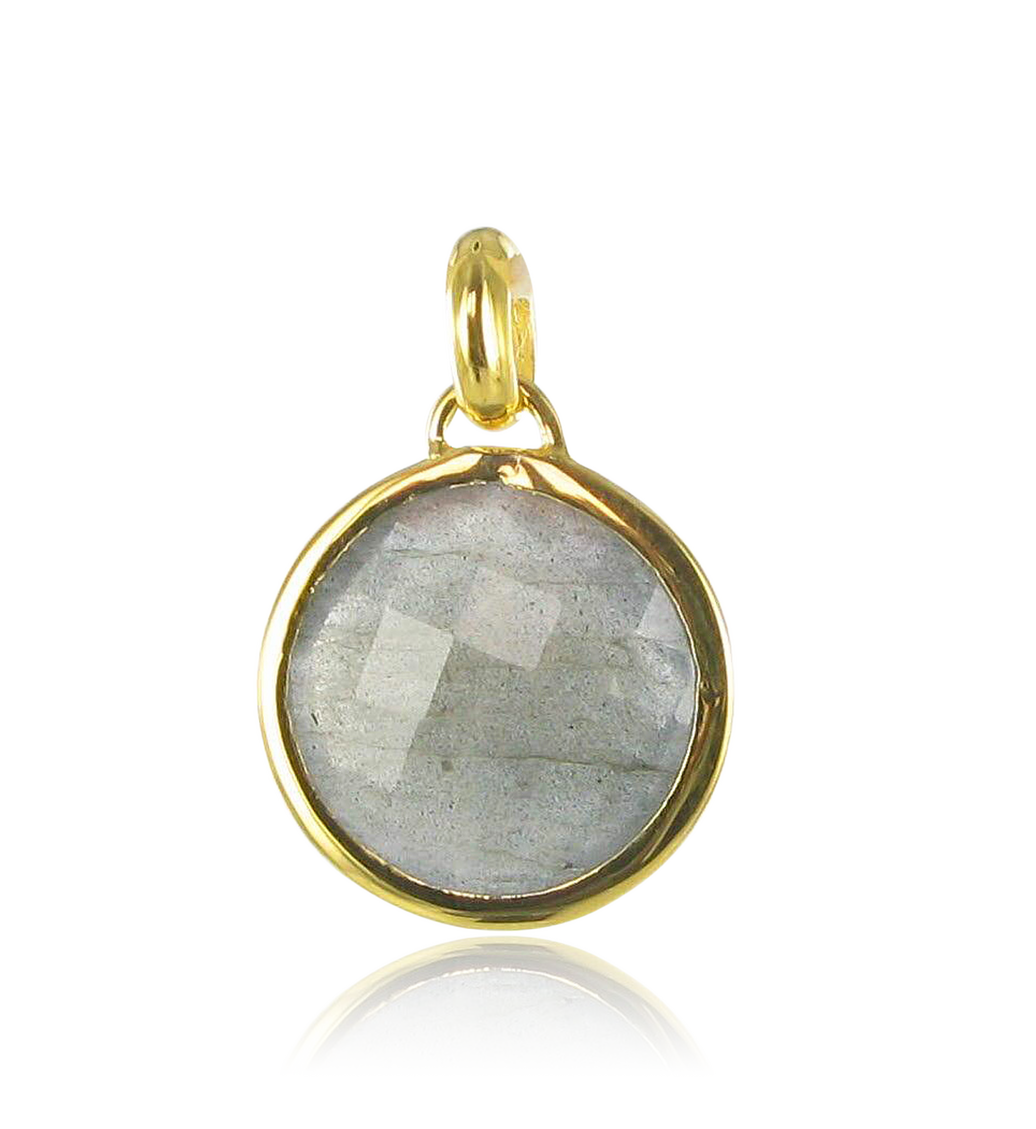Gold Vermeil Luna Pendant Charm - Labradorite - Monica Vinader