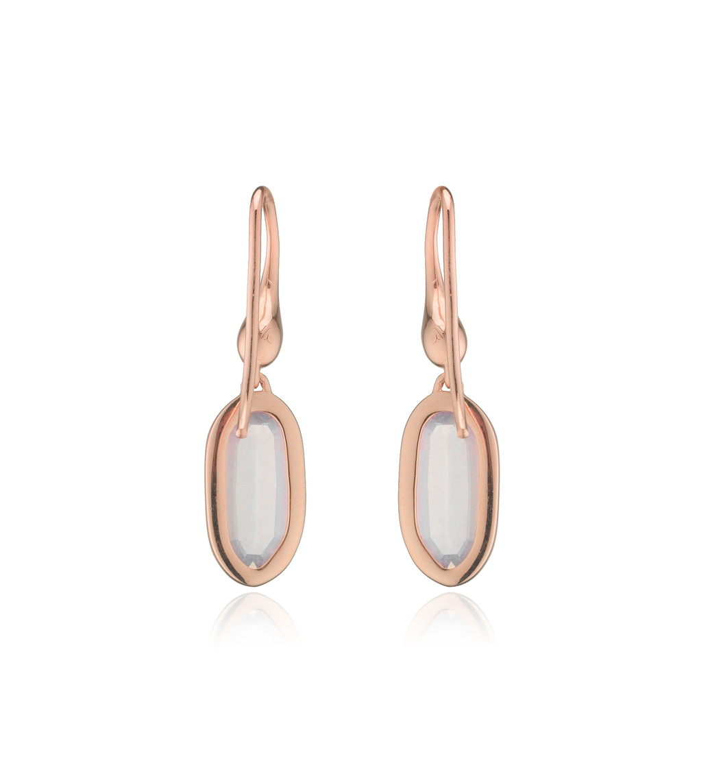 Rose Gold Vermeil Vega Drop Earrings - Rose Quartz