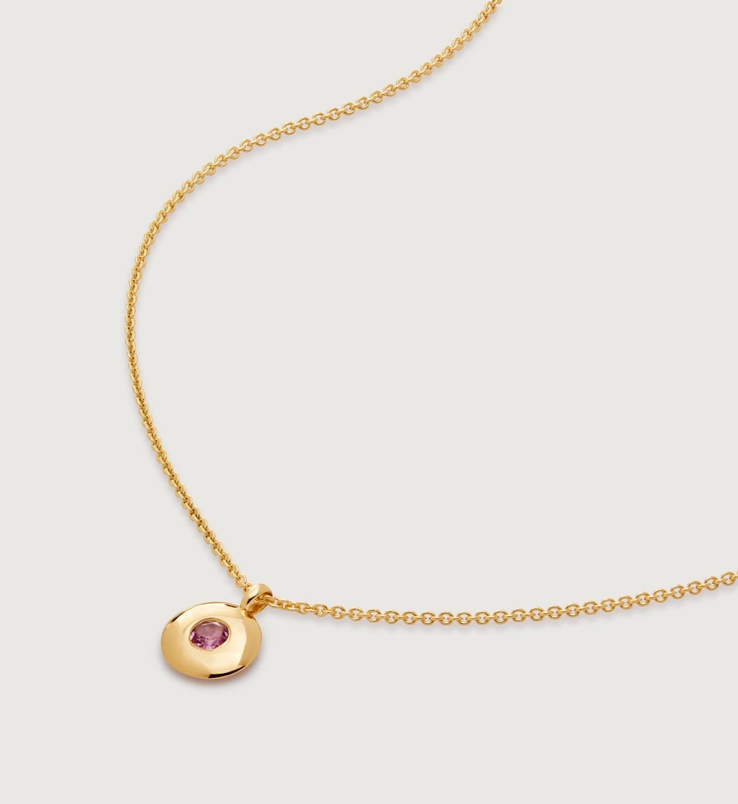 Gold Vermeil October Birthstone Necklace Adjustable 41-46cm/16-18' - Pink Tourmaline - Monica Vinader