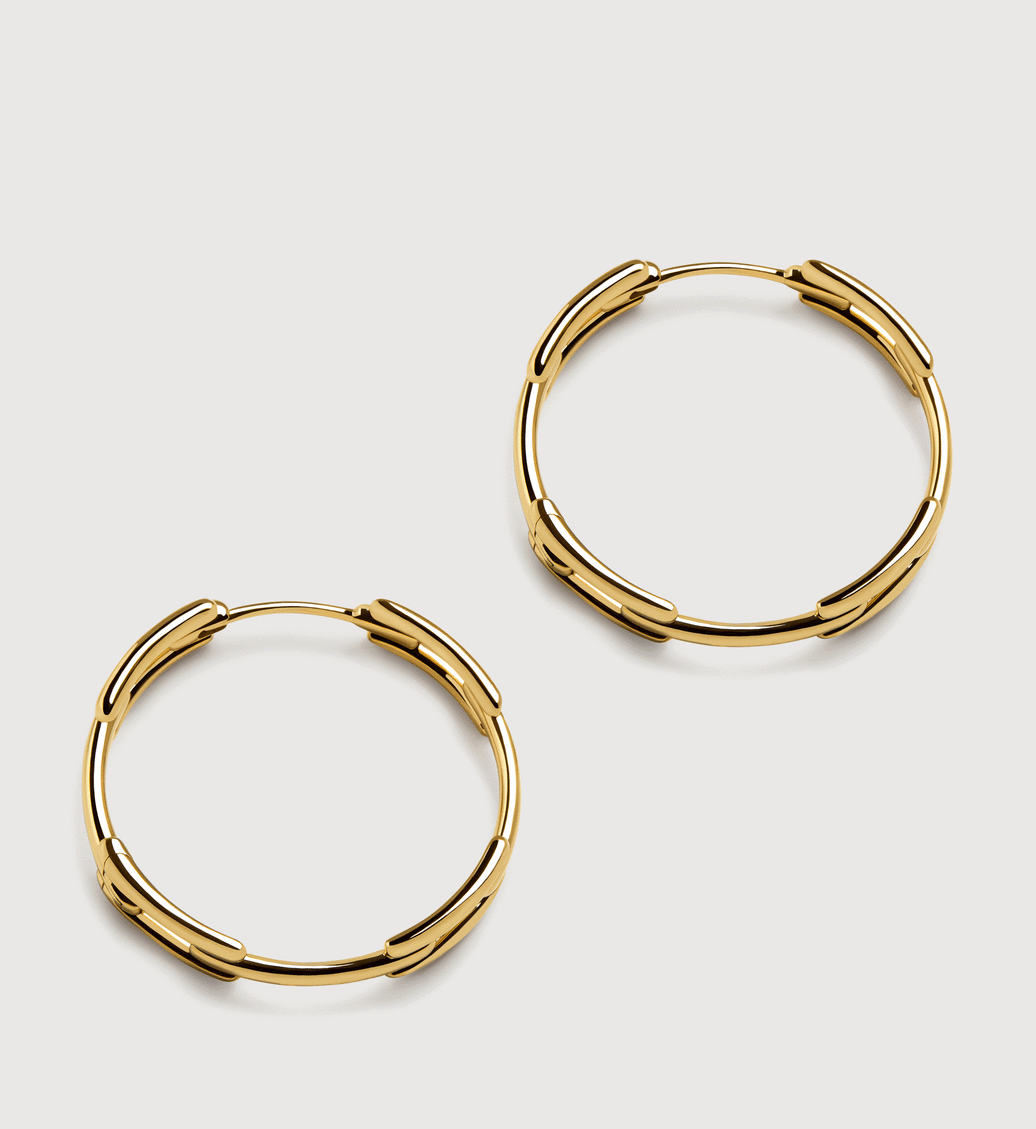Gold Vermeil Signature Link Medium Hoop Earrings - Monica Vinader