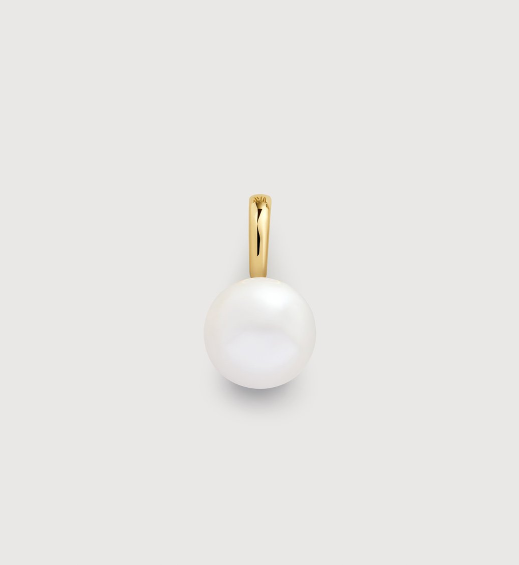 Gold Vermeil Nura Round Pearl Pendant Charm - Pearl - Monica Vinader