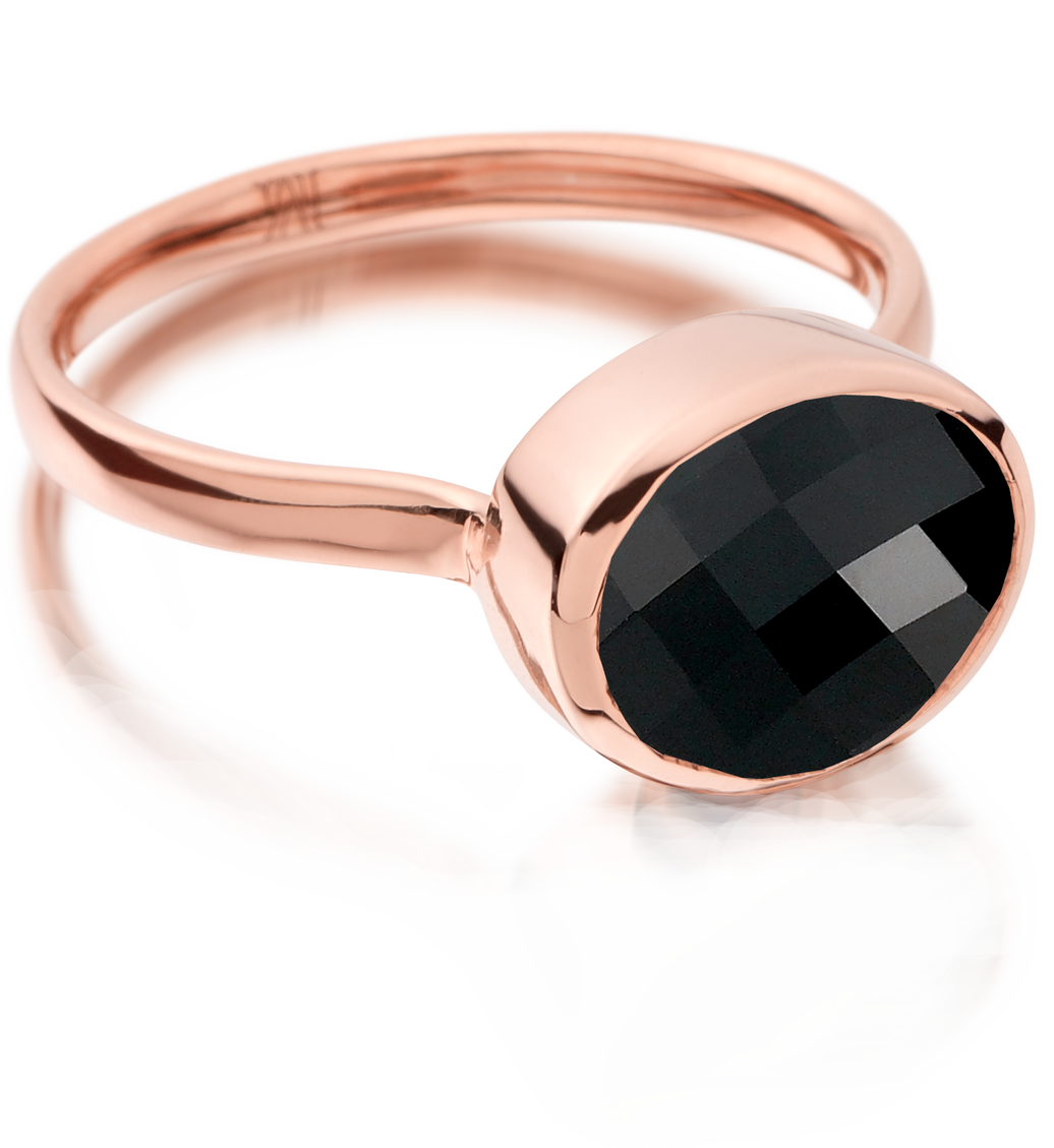 Rose Gold Vermeil Candy Oval Ring - Black Onyx - Monica Vinader