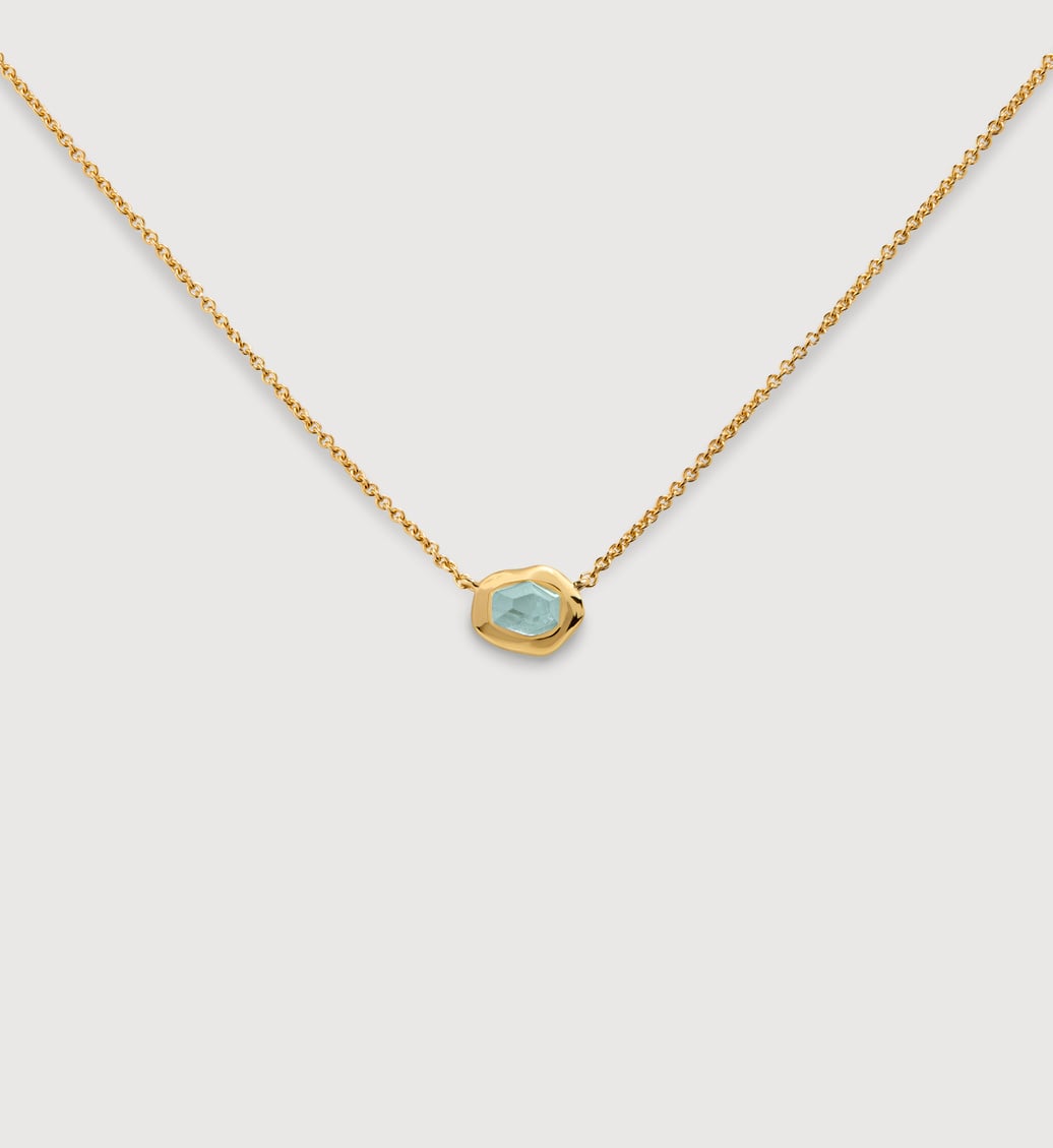 Gold Vermeil Odyssey Gemstone Small Chain Necklace - Aquamarine - Monica Vinader