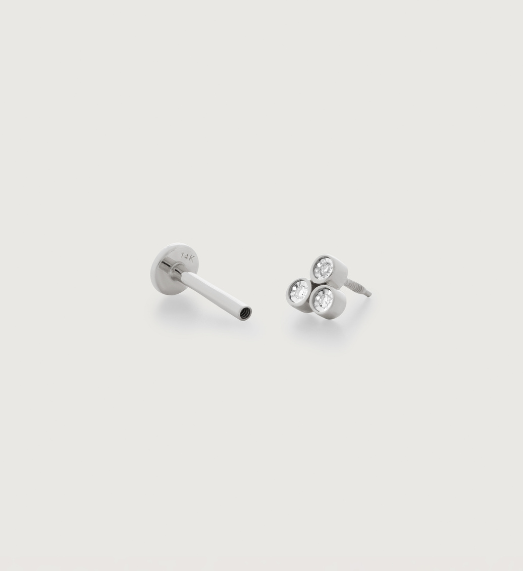 White Gold Lab Grown Diamond Cluster Single Labret Piercing Earring - Lab Grown Diamond - Monica Vinader