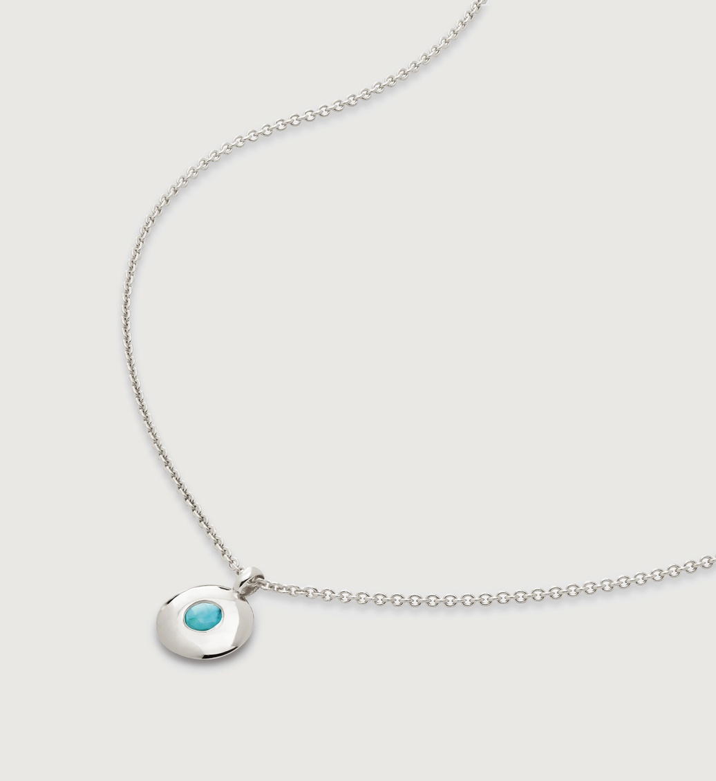 Sterling Silver December Birthstone Necklace Adjustable 41-46cm/16-18' - Turquoise - Monica Vinader