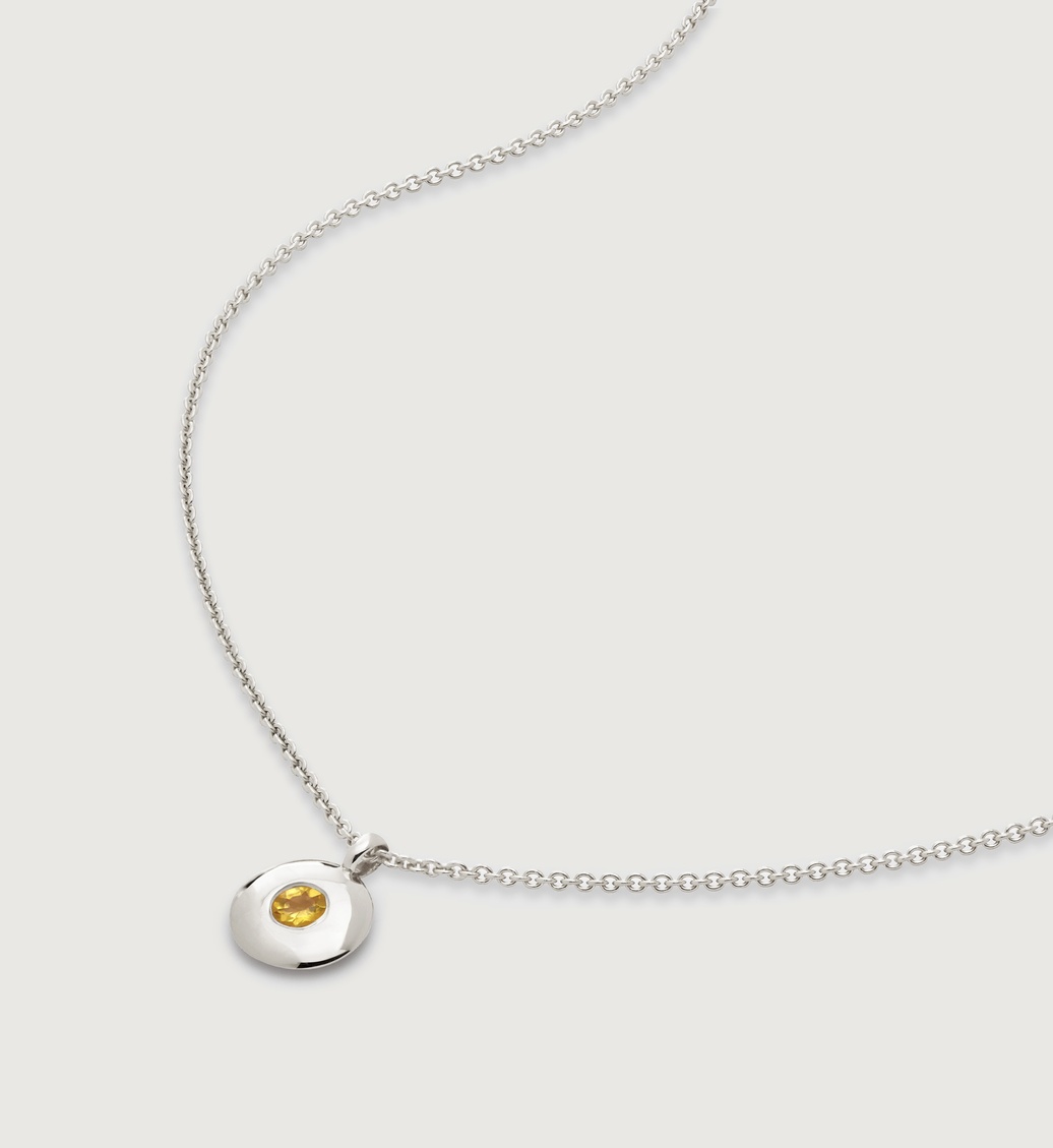 Sterling Silver November Birthstone Necklace Adjustable 41-46cm/16-18' - Citrine - Monica Vinader