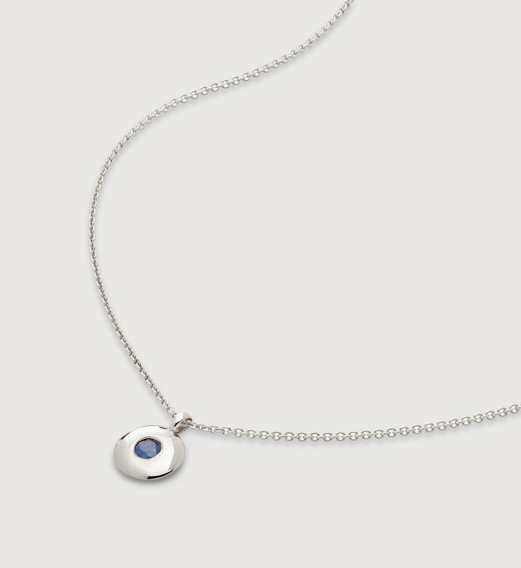 Sterling Silver September Birthstone Necklace Adjustable 41-46cm/16-18' - Blue Sapphire - Monica Vinader