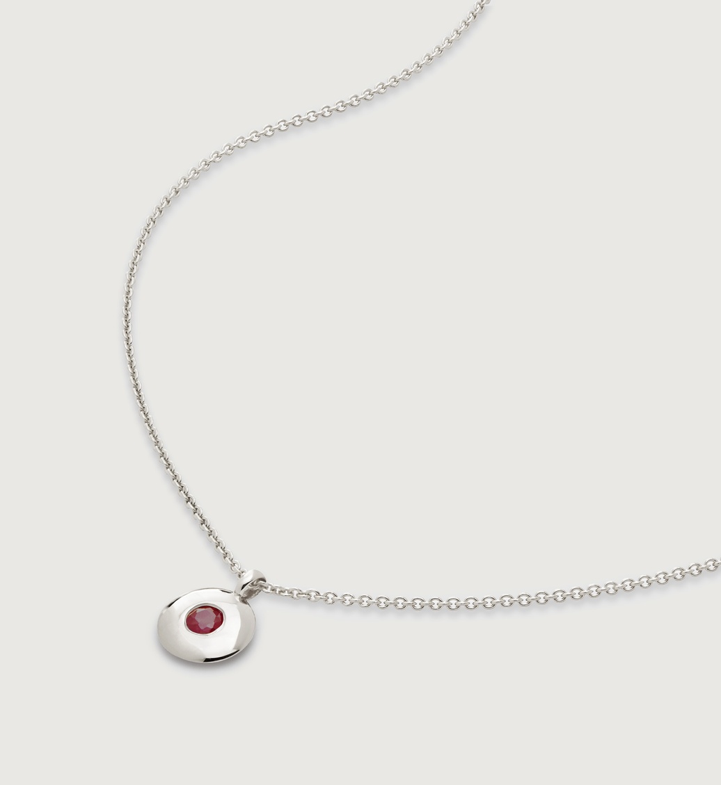 Sterling Silver July Birthstone Necklace Adjustable 41-46cm/16-18' - Ruby - Monica Vinader