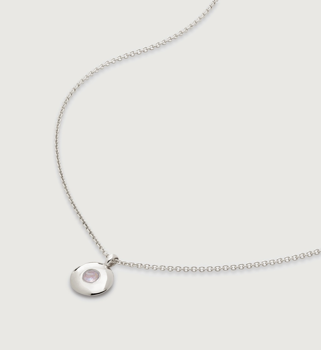 Sterling Silver June Birthstone Necklace Adjustable 41-46cm/16-18' - Moonstone - Monica Vinader