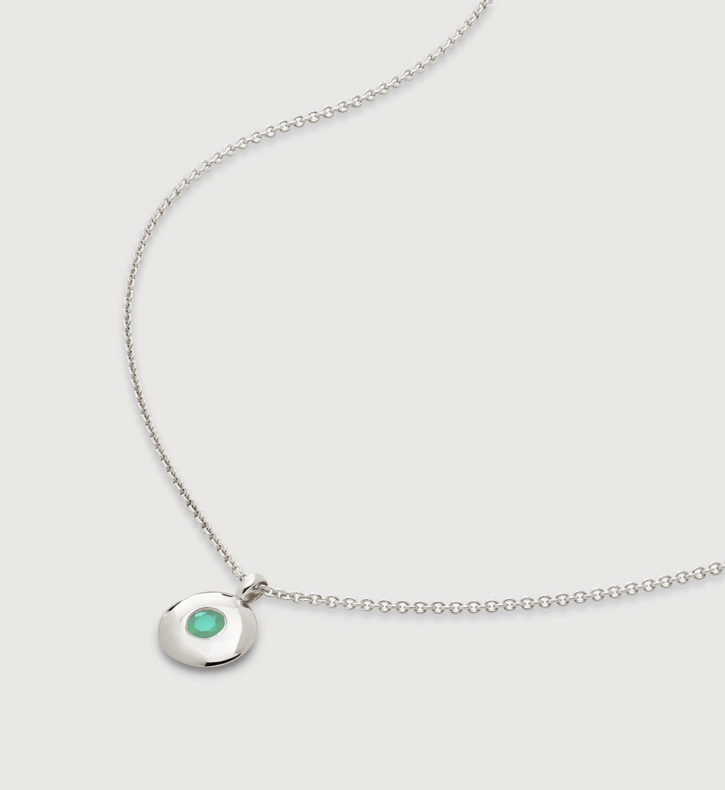 Sterling Silver May Birthstone Necklace Adjustable 41-46cm/16-18' - Emerald - Monica Vinader
