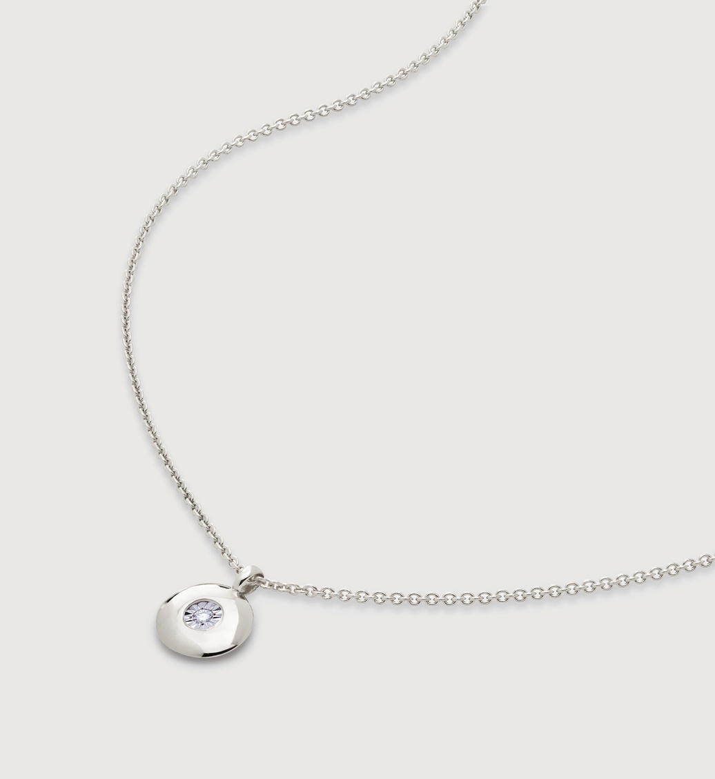 Sterling Silver April Birthstone Necklace Adjustable 41-46cm/16-18' - Lab Grown Diamond - Monica Vinader