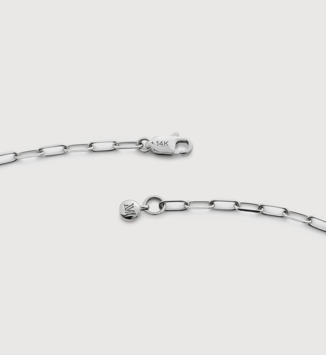 thumbnail image 2 of Venetian 18kt White Gold Choker Chain Necklace - Lengths 40, 45, 50, 60 Cm, Made In Italy 2 of 2
