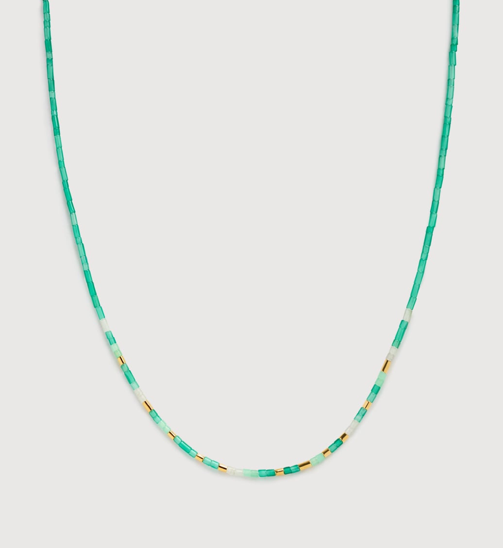 Gold Vermeil Delphi Multi Gemstone Beaded Necklace - Green Onyx - Monica Vinader
