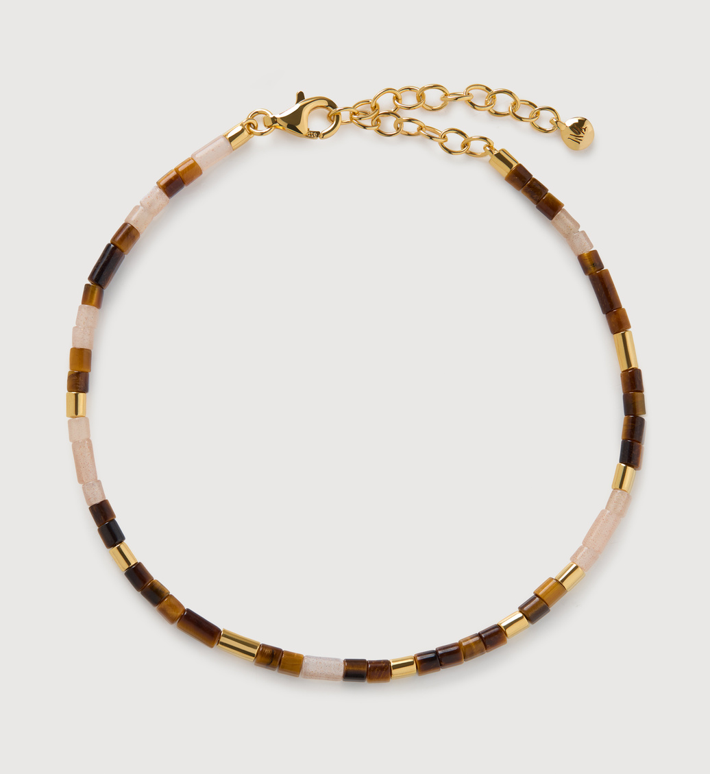 Gold Vermeil Delphi Multi Gemstone Beaded Bracelet - Tigers Eye - Monica Vinader