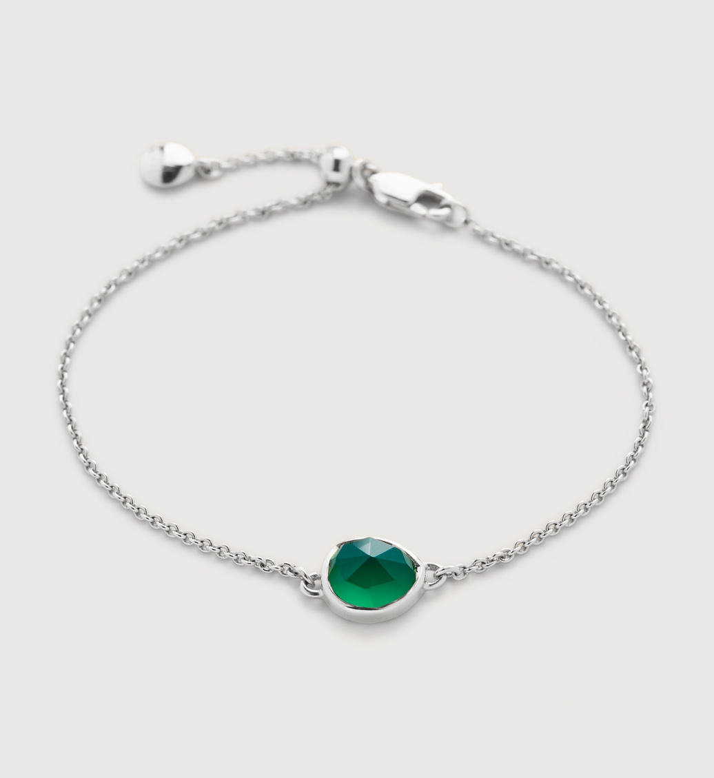 Sterling Silver Siren Gemstone Chain Bracelet - Green Onyx - Monica Vinader