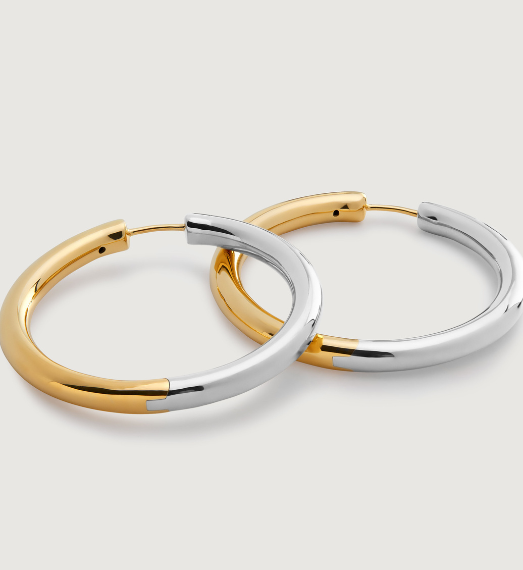 Gold Vermeil Essential Click Large Hoop Earrings mixed metal - Monica Vinader