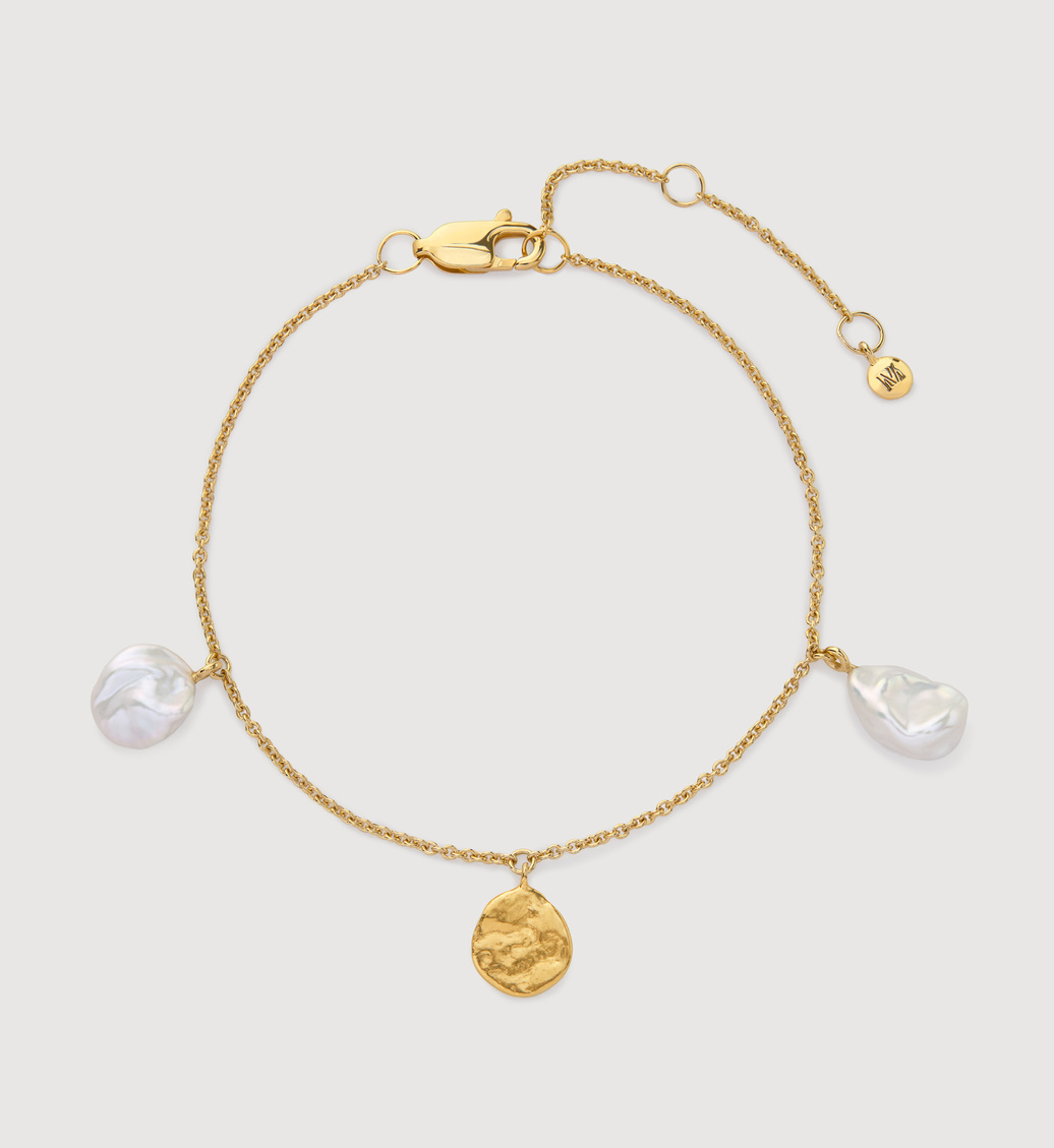 Gold Vermeil Capri Keshi Pearl Station Bracelet - Capri Keshi Pearl station bracelet - Pearl - Monica Vinader