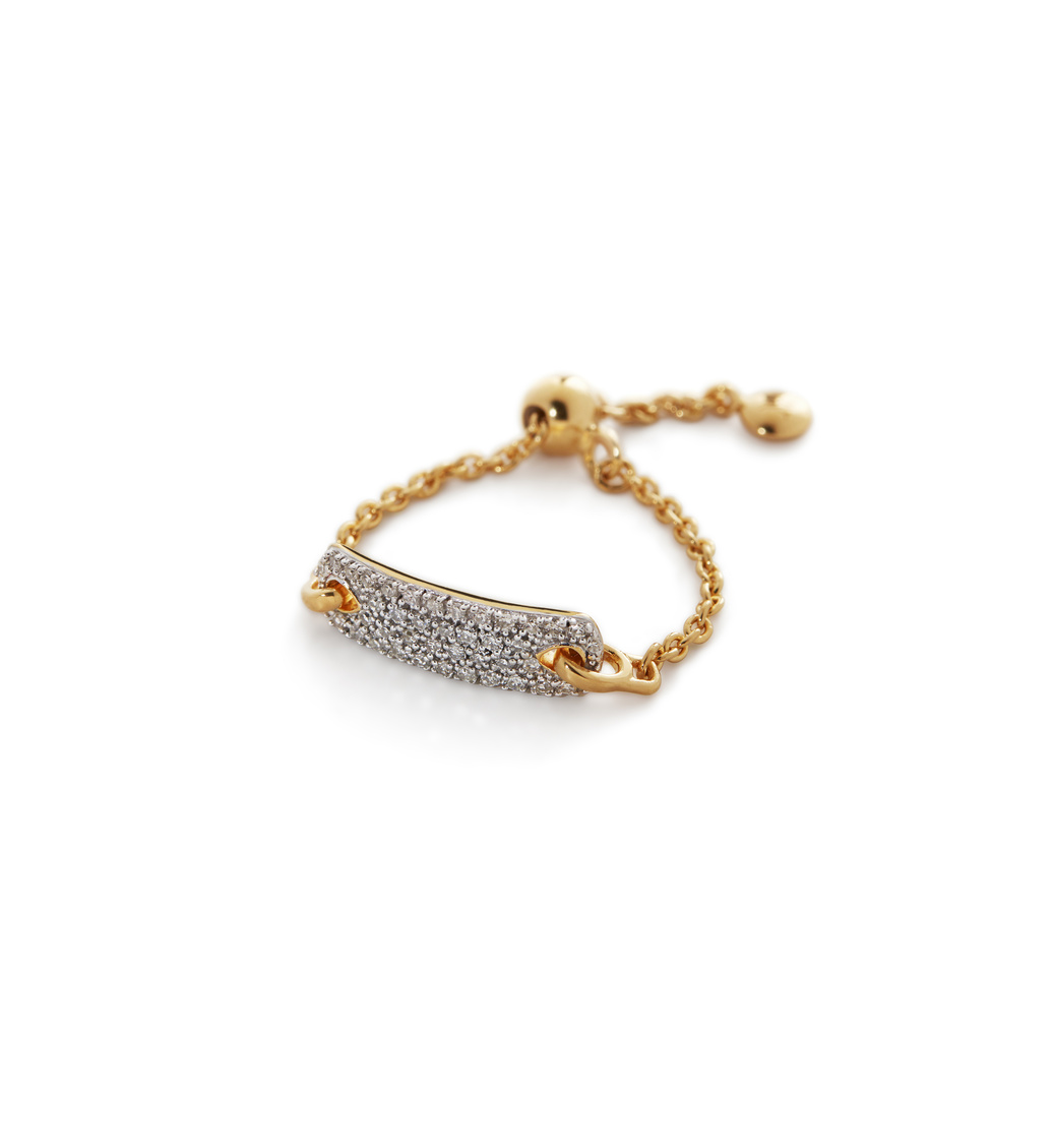 Havana Adjustable Friendship Full Diamond Ring in 18k Gold Vermeil on ...