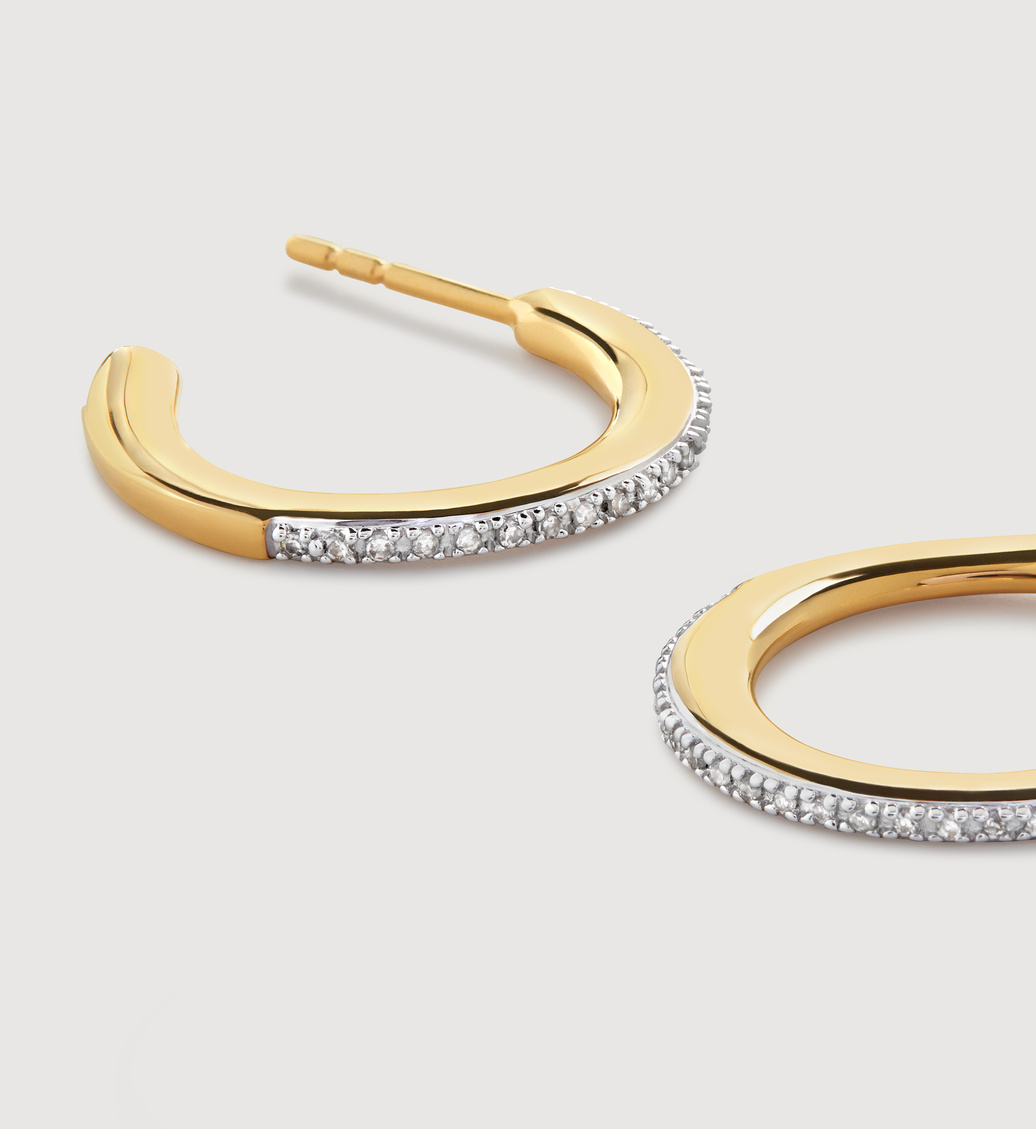 Gold Vermeil Fiji Skinny Hoop Diamond Earrings - Diamond - Monica Vinader