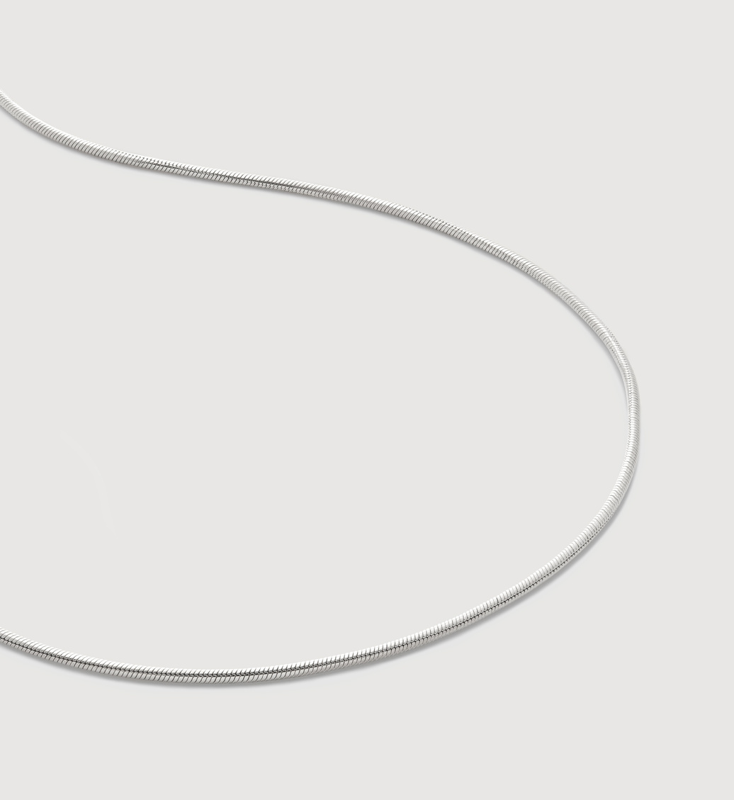 Sterling Silver Round Thin Snake Necklace Adjustable 41-46cm/16-18' - Monica Vinader