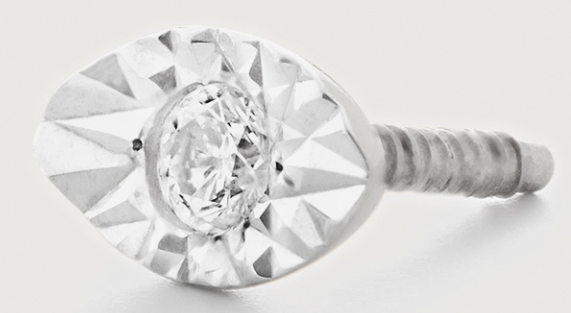 White Gold Marquise Diamond Flat Back Piercing Stud - Lab Grown Diamond - Monica Vinader