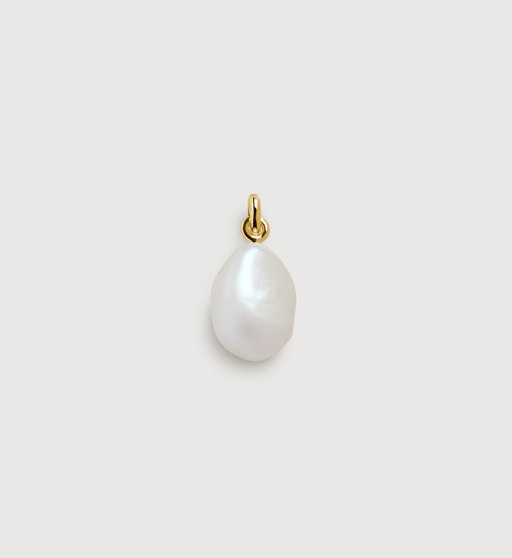 Gold Vermeil Baroque Pearl Pendant - Pearl - Monica Vinader