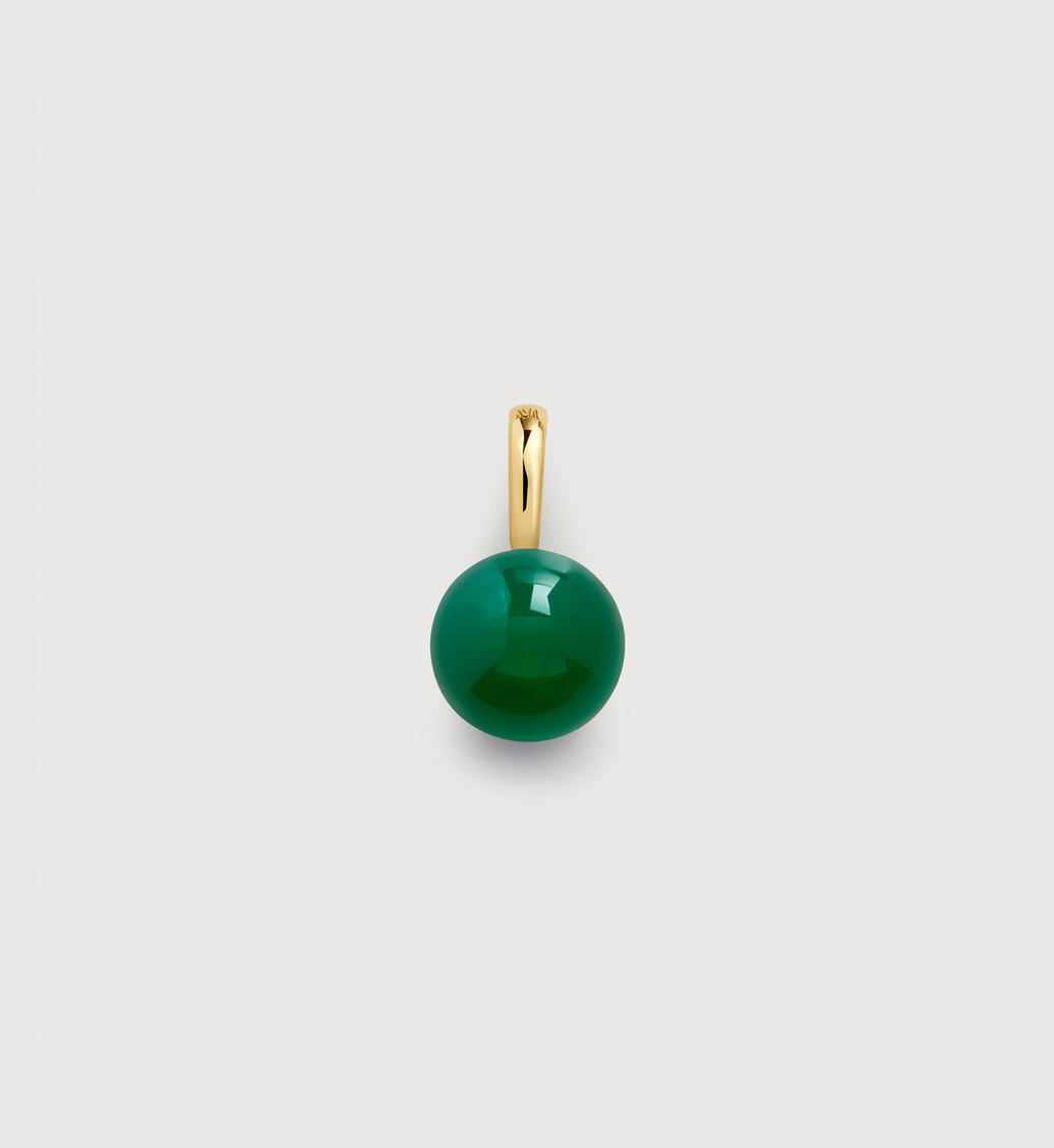Gold Vermeil Round Gemstone Pendant Charm - Green Onyx - Monica Vinader