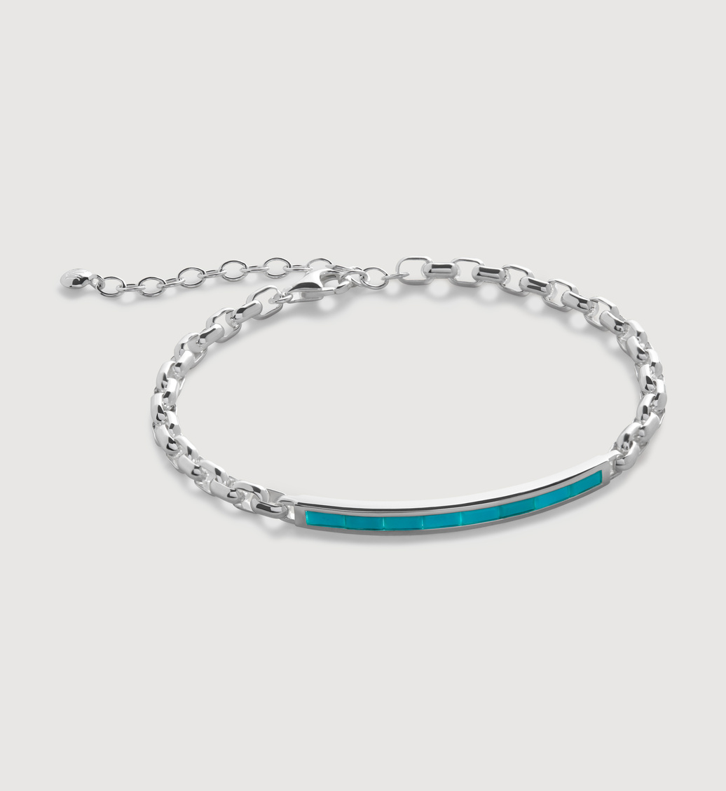 Sterling Silver Mini Baguette Gemstone Chain Bracelet - Turquoise - Monica Vinader