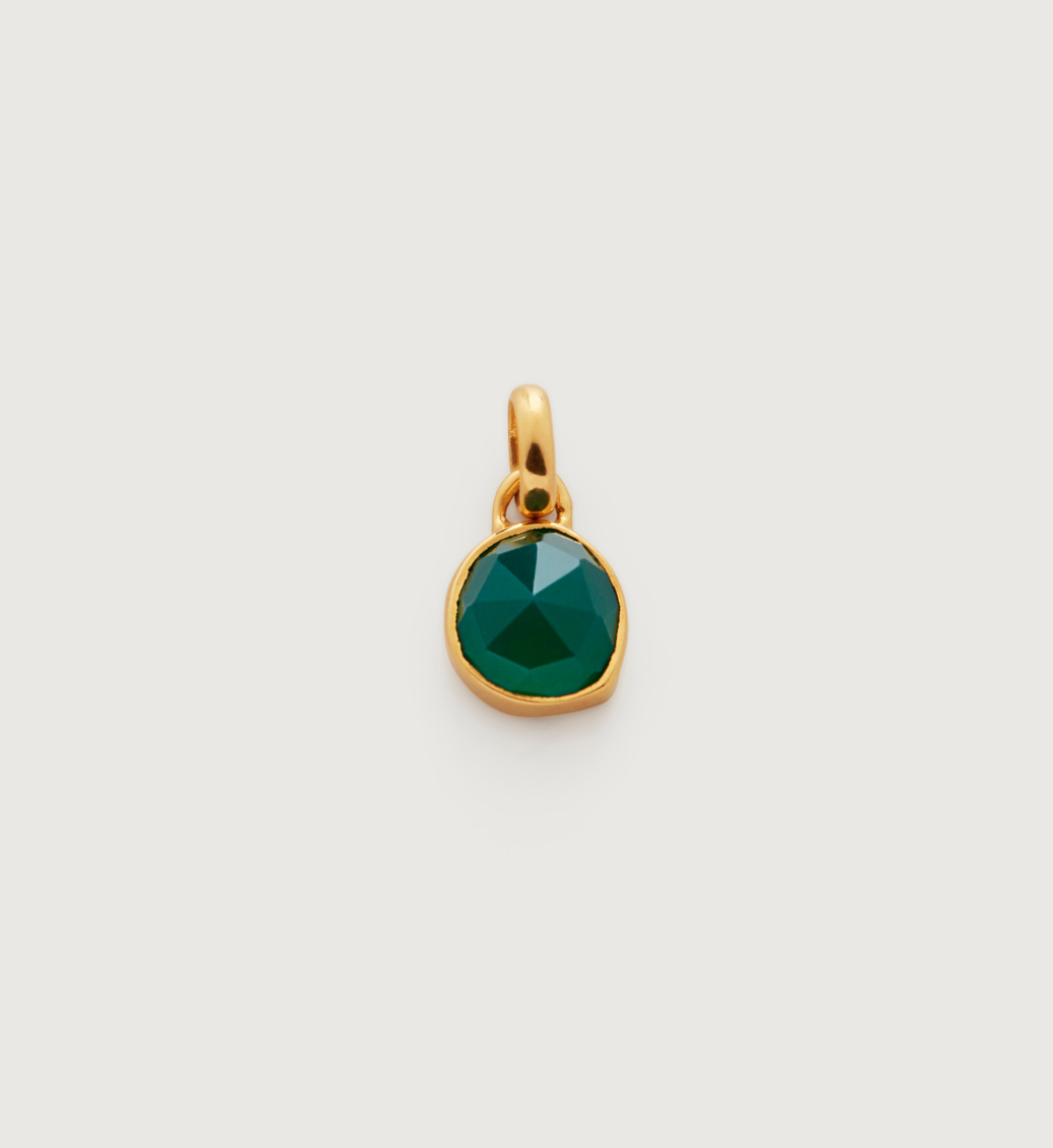 Gold Vermeil Siren Bezel Gemstone Small Pendant - Green Onyx - Monica Vinader