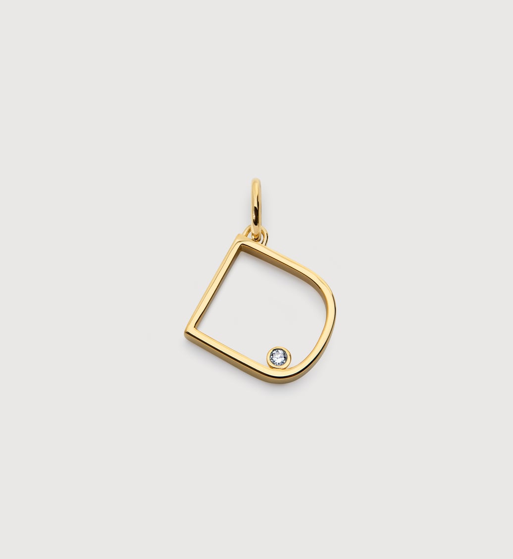 Gold Vermeil Solitaire Diamond Initial D Pendant - Lab Grown Diamond - Monica Vinader