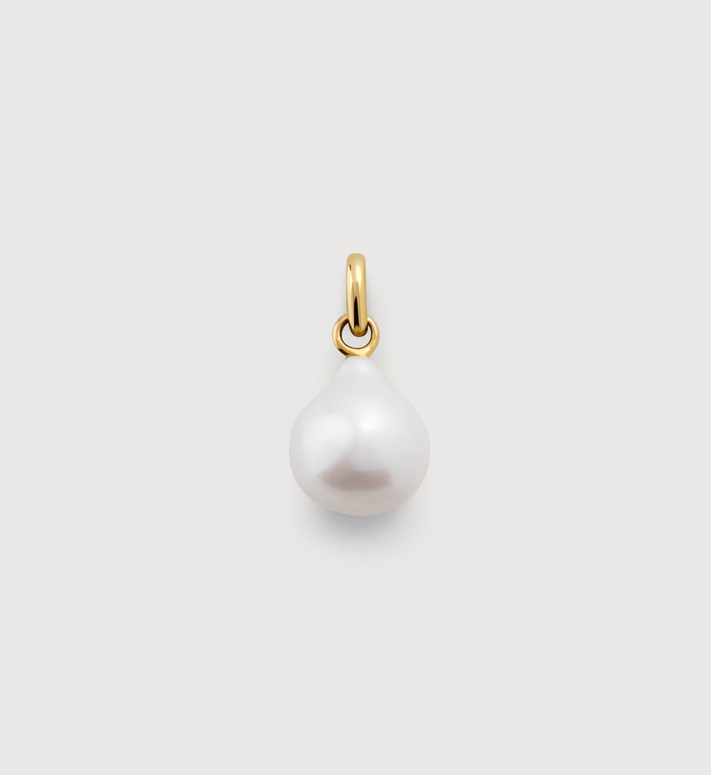 Gold Vermeil Baroque Pearl Small Pendant - Pearl - Monica Vinader