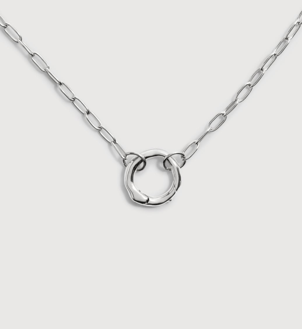 Sterling Silver Oval Link Chain Charm Necklace - Monica Vinader