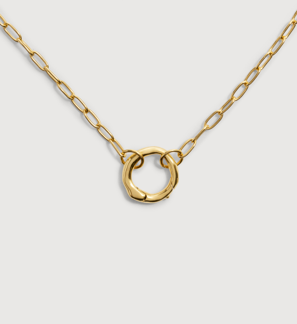 Gold Vermeil Oval Link Chain Charm Necklace - Monica Vinader