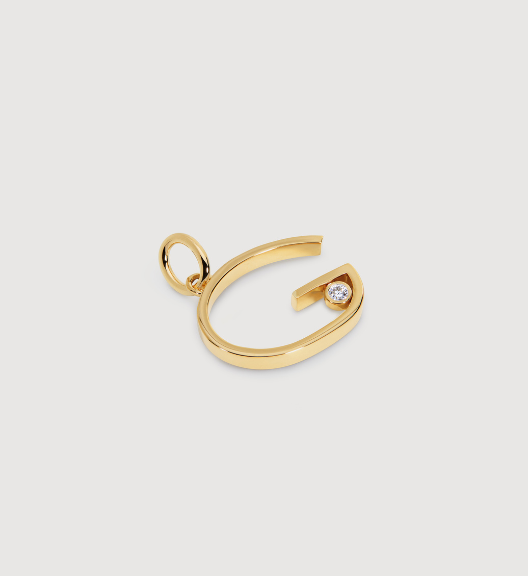 Gold Vermeil Solitaire Diamond Initial G Pendant - Lab Grown Diamond - Monica Vinader