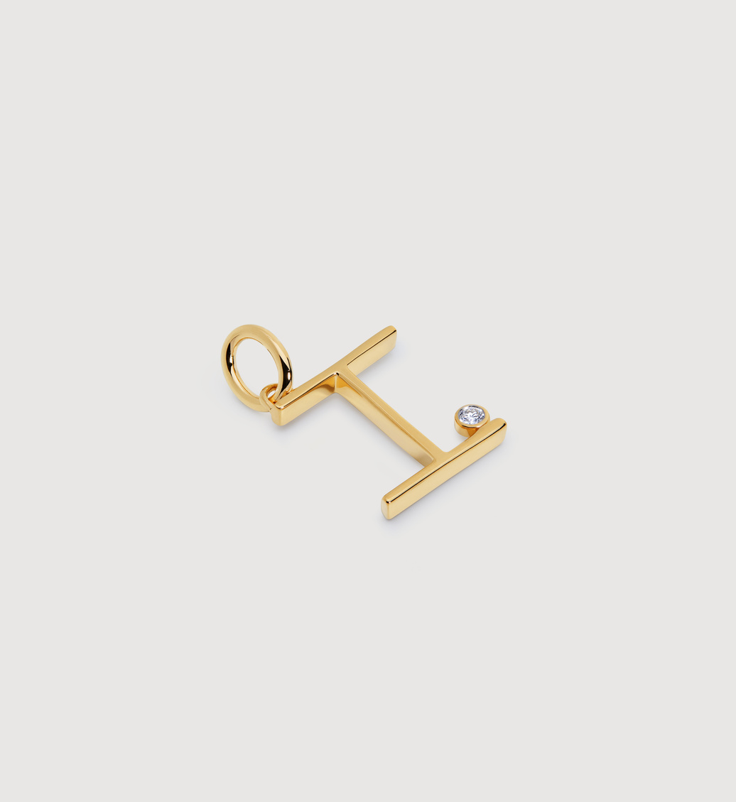 Gold Vermeil Solitaire Diamond Initial I Pendant - Lab Grown Diamond - Monica Vinader