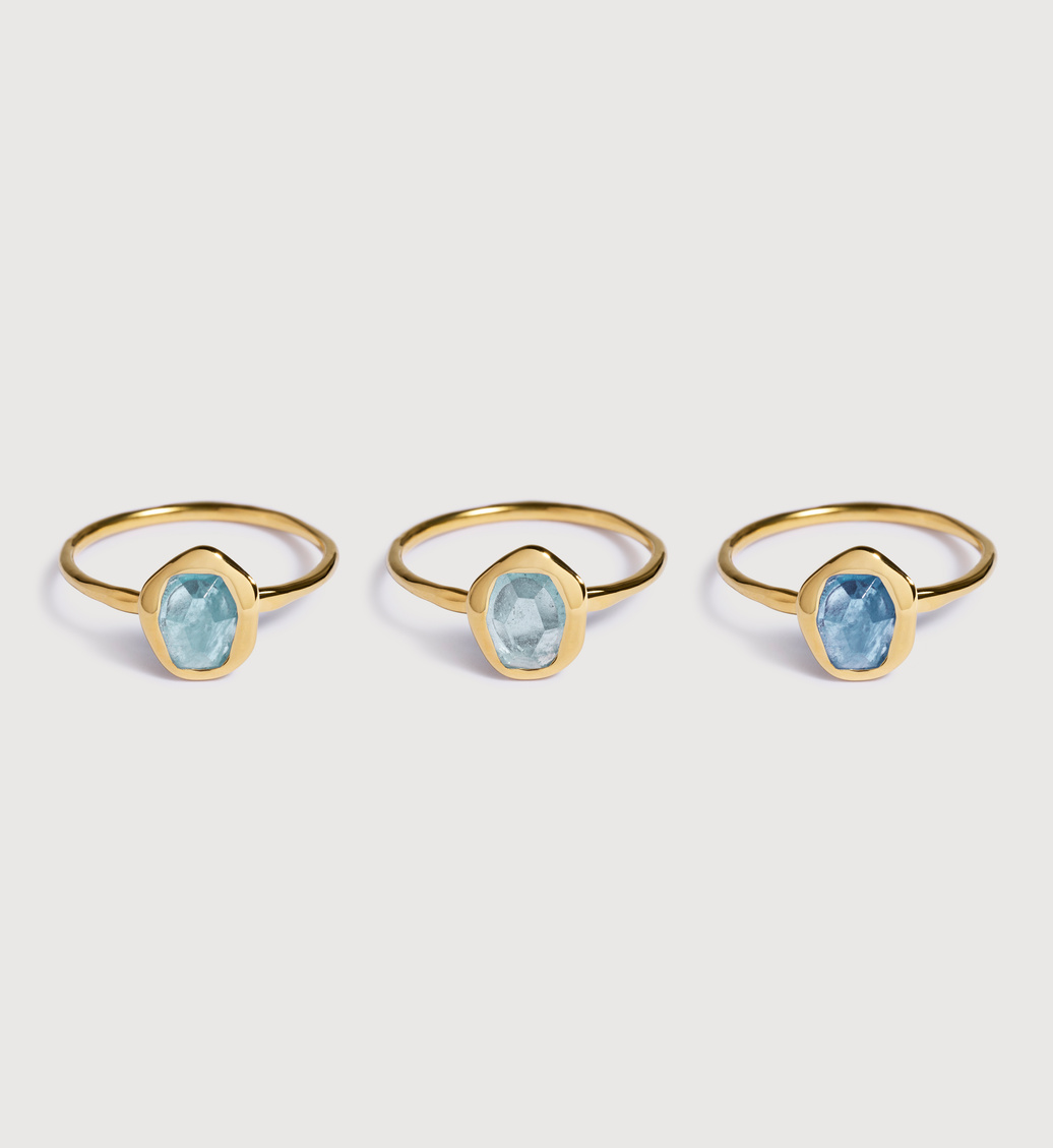Gold Vermeil Odyssey Gemstone Ring - Aquamarine - Monica Vinader