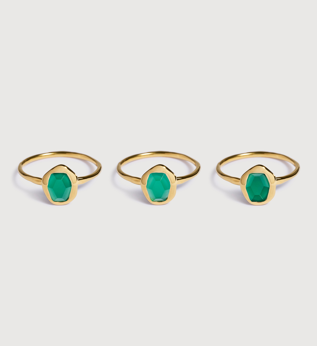 Gold Vermeil Odyssey Gemstone Ring - Green Onyx - Monica Vinader