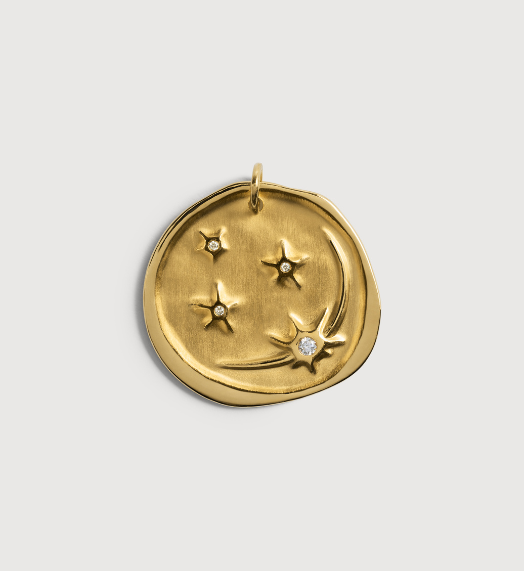 Gold Vermeil Cosmic Ancient Coin Diamond Pendant - Lab Grown Diamond - Monica Vinader
