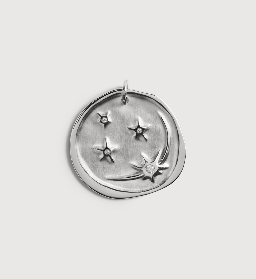 Sterling Silver Cosmic Ancient Coin Pendant - Lab Grown Diamond - Monica Vinader