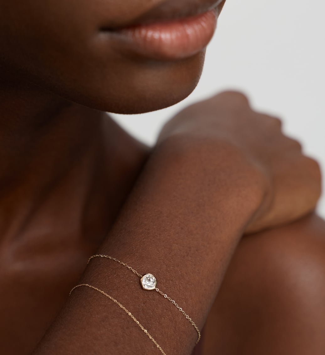 Gold Siren Solitaire Diamond Bracelet - Lab Grown Diamond - Monica Vinader