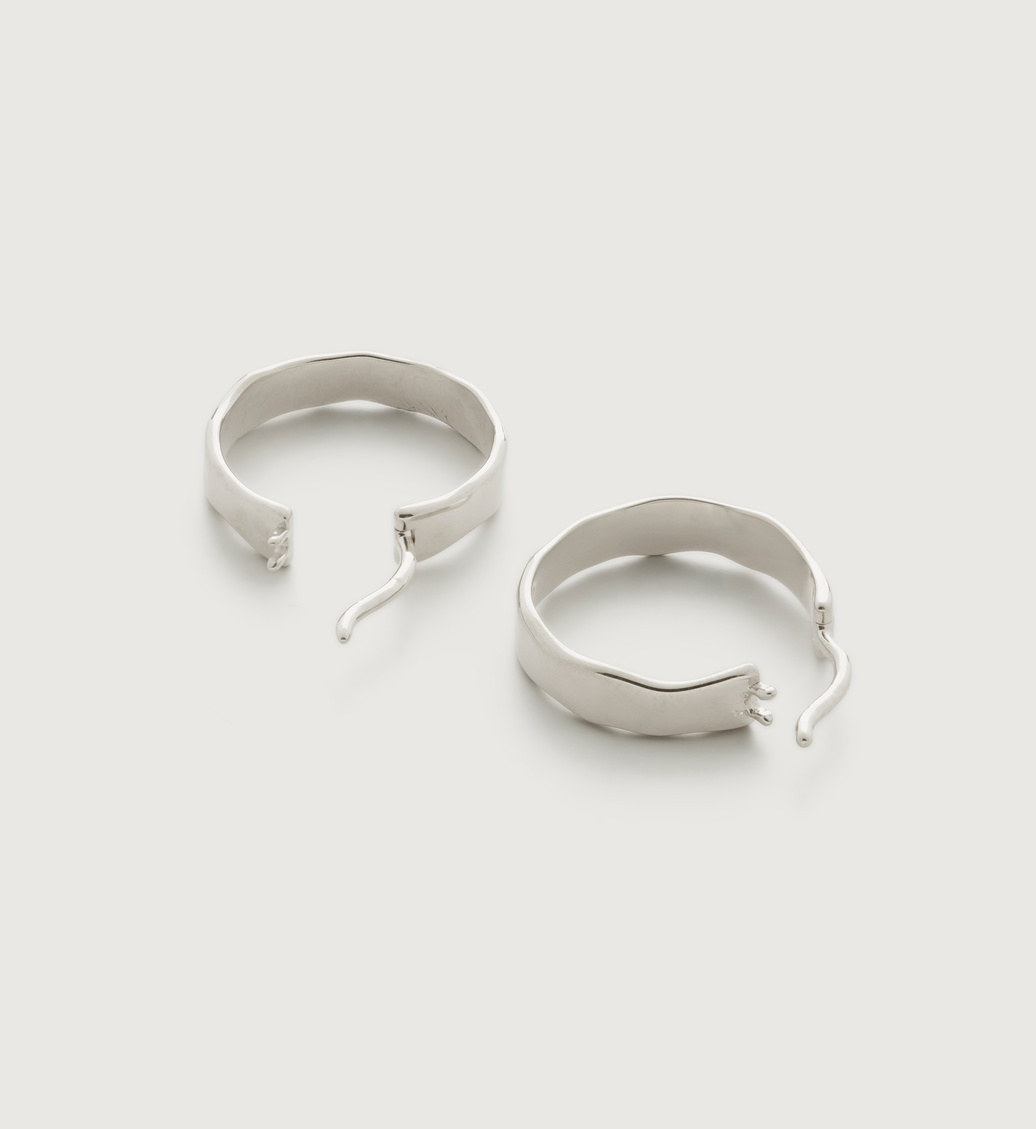 Sterling Silver Siren Muse Wave Small Hoop Earrings - Monica Vinader