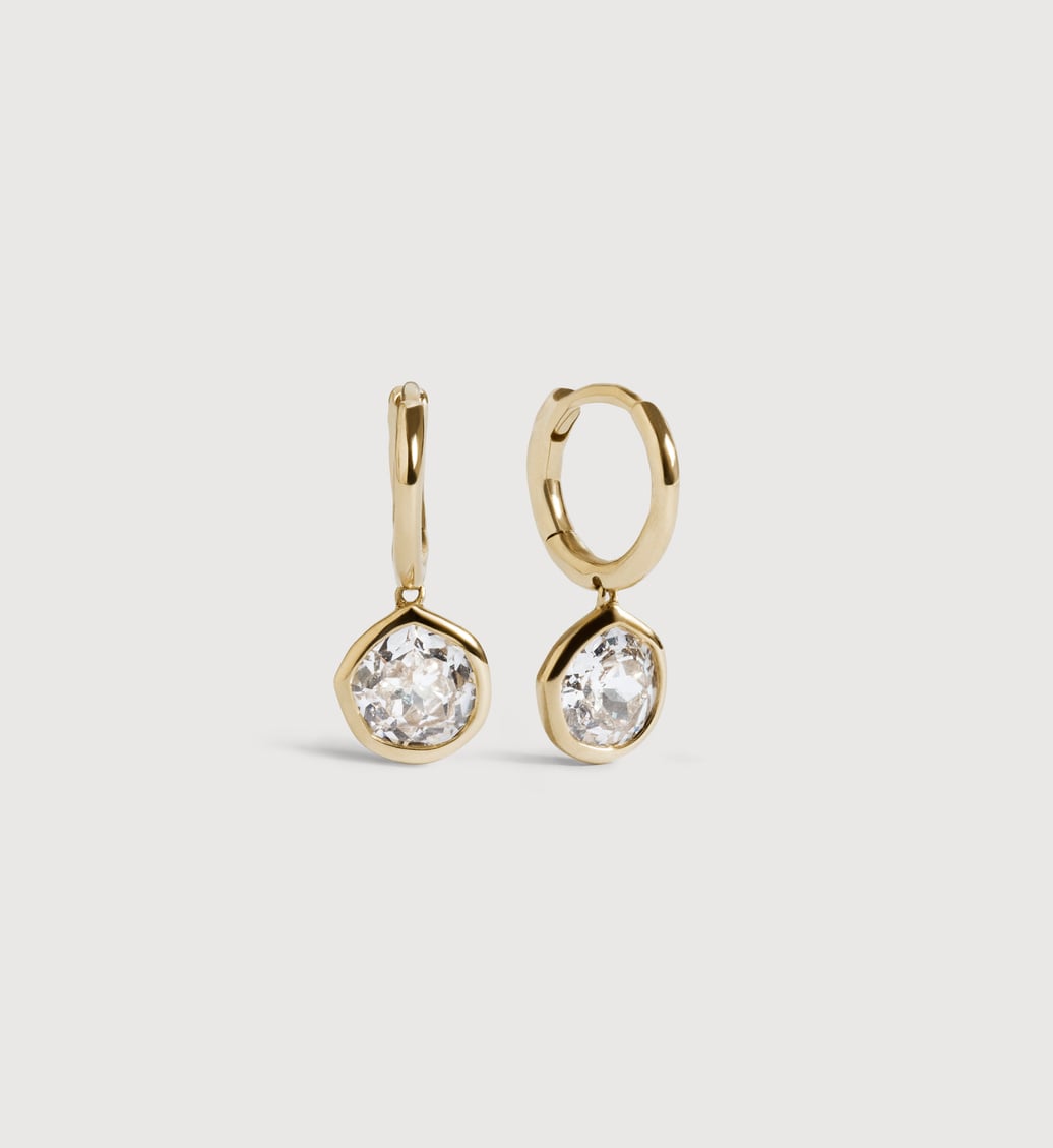 Gold Siren Solitaire Diamond Earrings 1ct - Lab Grown Diamond - Monica Vinader