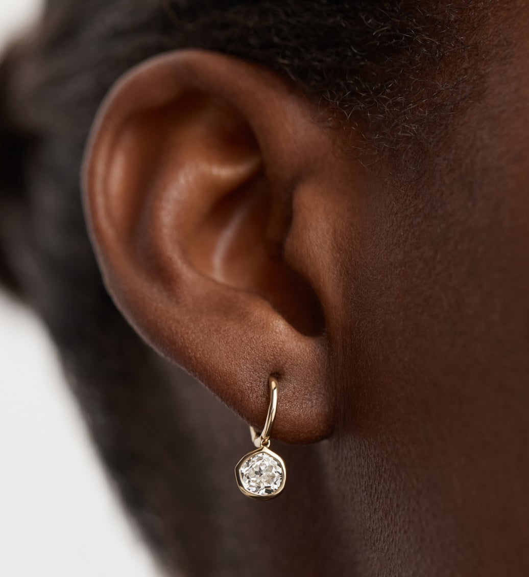 Gold Siren Solitaire Diamond Earrings 1ct - Lab Grown Diamond - Monica Vinader